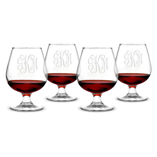 Monogrammed 12oz. Brandy Snifters Glass Set of 4